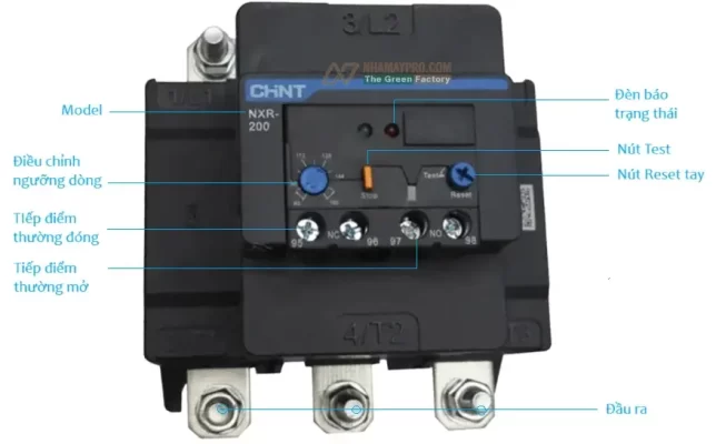 Ro le nhiệt 3 pha CHINT NXR-200-chuc nang